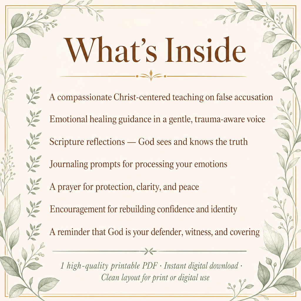 A digital cover graphic for a printable PDF titled 'What's Inside' with a cream background, brown serif text listing contents, and a decorative border of green leaves and vines.